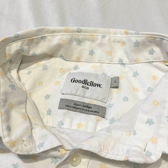 Goodfellow & CO Men's Button Down Shirt White Pastel Print Slim Fit Cotton - Picture 3 of 6